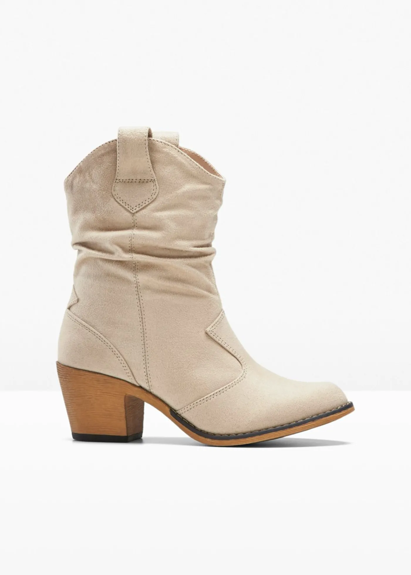 bonprix bonprix Botas de estilo cowboy con fruncido Beige