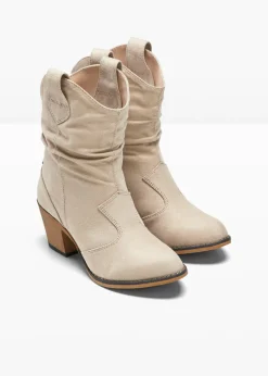 bonprix bonprix Botas de estilo cowboy con fruncido Beige