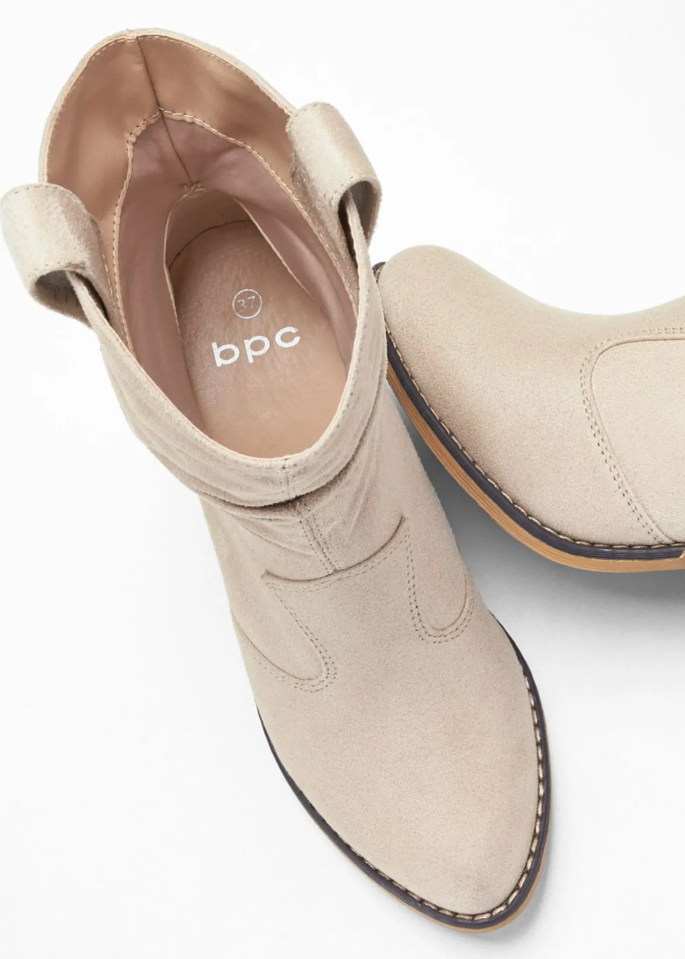 bonprix bonprix Botas de estilo cowboy con fruncido Beige
