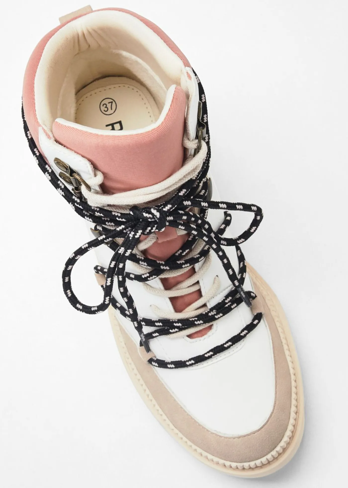bonprix bonprix Botas forradas con cordones Beige-blanco-rosado Sale