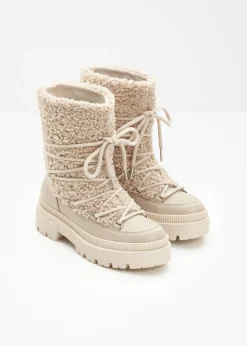 bonprix bonprix Botas forradas con cordones Arena claro Hot