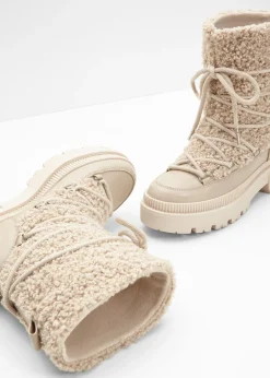 bonprix bonprix Botas forradas con cordones Arena claro Hot