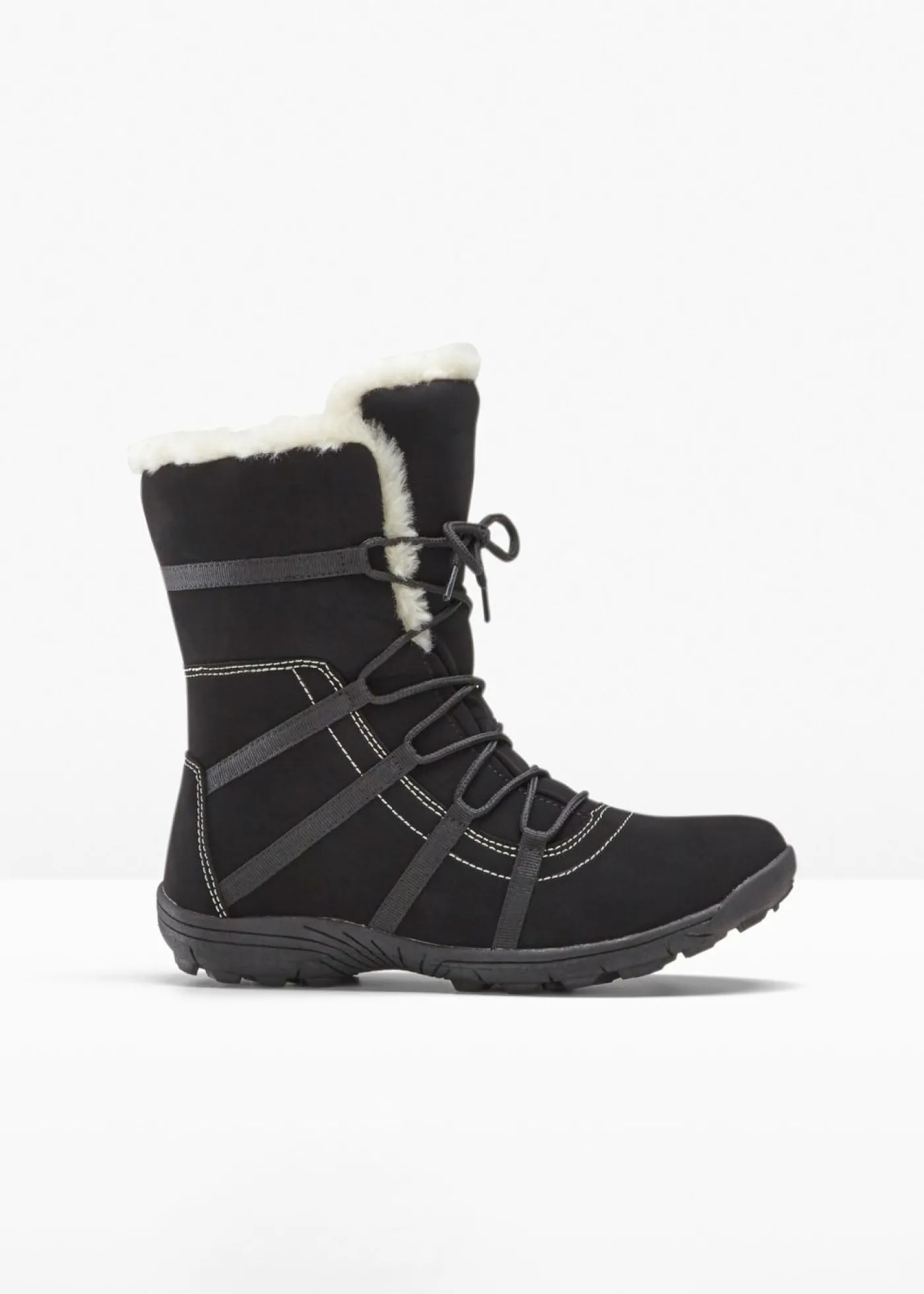 bonprix bonprix Botas forradas con cordones Negro Discount