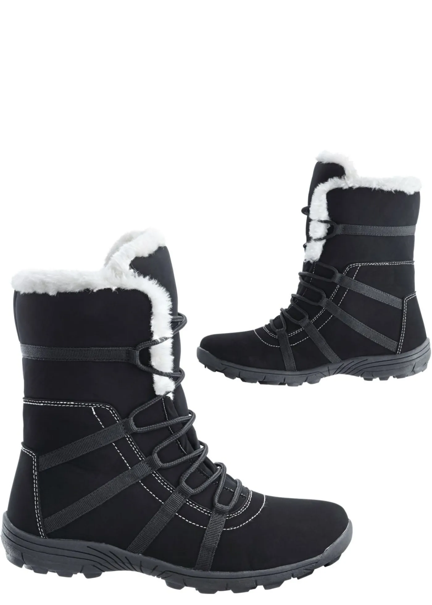 bonprix bonprix Botas forradas con cordones Negro Discount