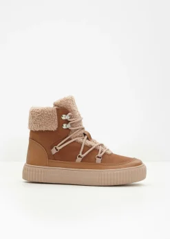 bonprix bonprix Botas forradas con cordones Avellana Hot
