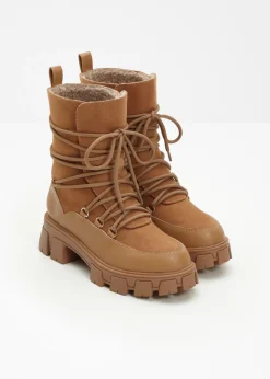 bonprix bonprix Botas forradas con cordones Avellana Hot