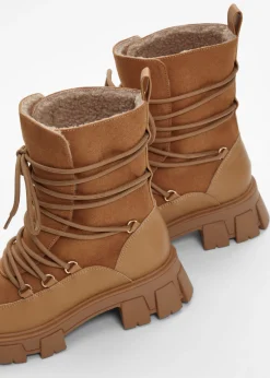 bonprix bonprix Botas forradas con cordones Avellana Hot