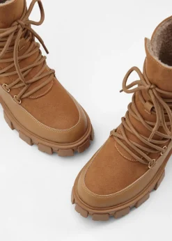 bonprix bonprix Botas forradas con cordones Avellana Hot