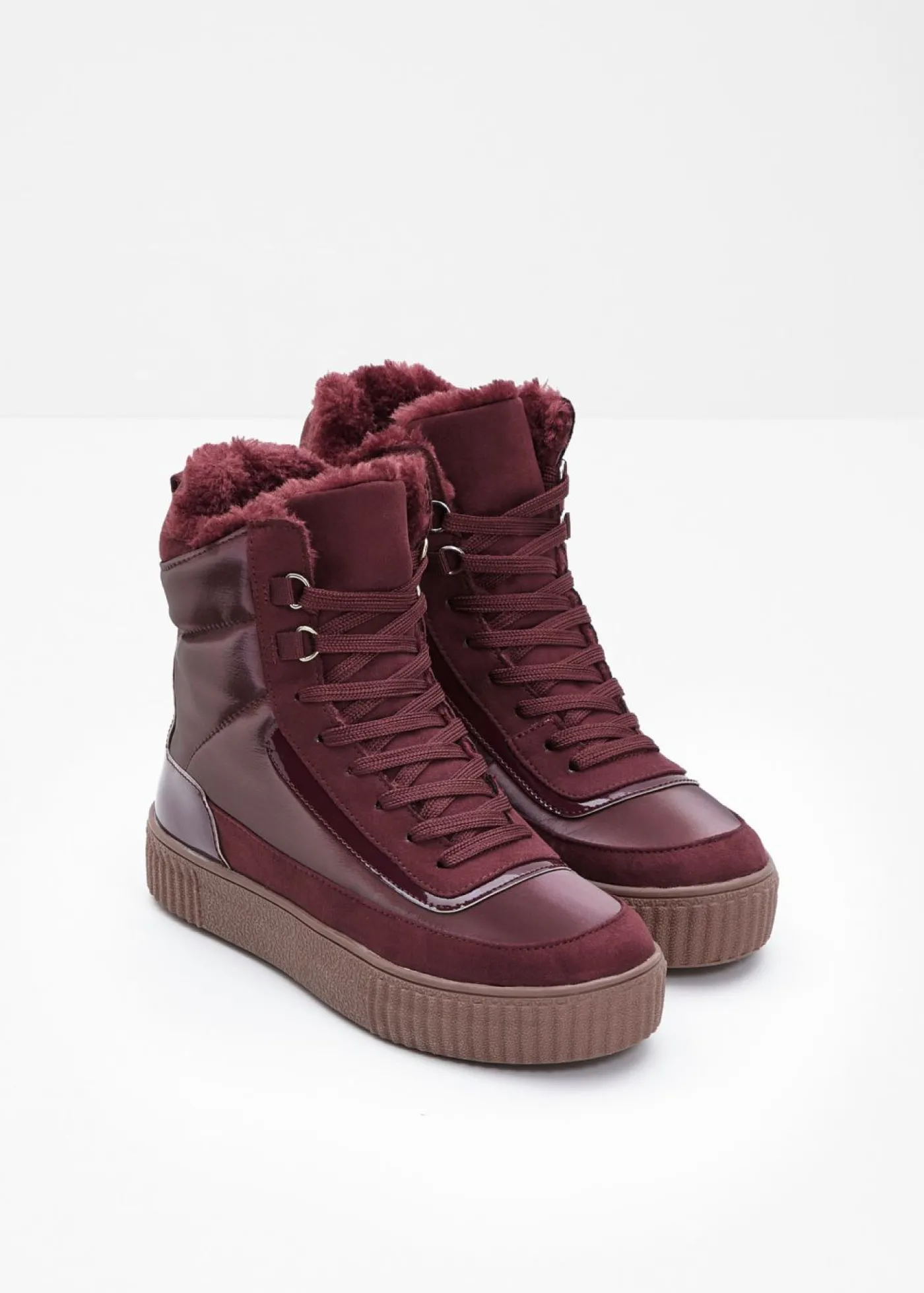 bonprix bonprix Botas forradas con cordones rojo burdeos Clearance