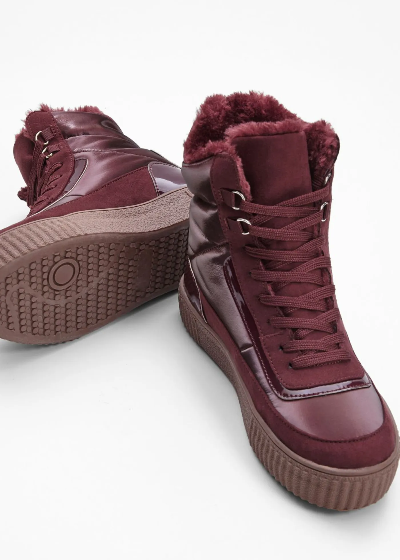 bonprix bonprix Botas forradas con cordones rojo burdeos Clearance