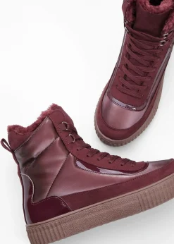 bonprix bonprix Botas forradas con cordones rojo burdeos Clearance