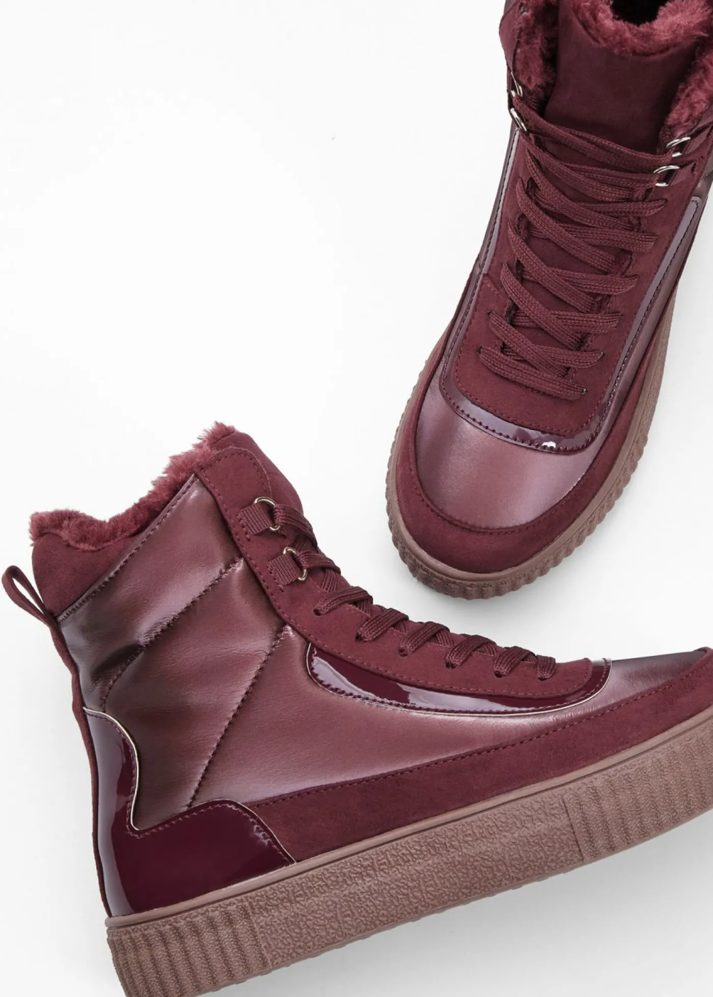 bonprix bonprix Botas forradas con cordones rojo burdeos Clearance