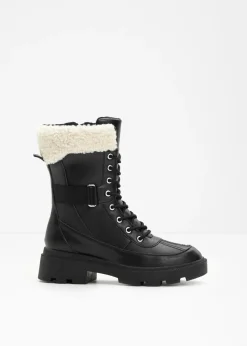 bonprix bonprix Botas forradas con cordones Negro Outlet