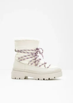 bonprix bonprix Botas forradas con cordones Blanco perla-beige New