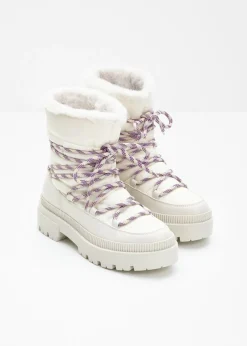 bonprix bonprix Botas forradas con cordones Blanco perla-beige New