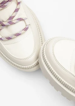 bonprix bonprix Botas forradas con cordones Blanco perla-beige New