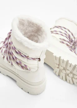 bonprix bonprix Botas forradas con cordones Blanco perla-beige New