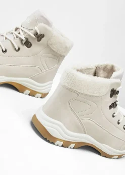 bonprix bonprix Botas forradas con cordones Beige Outlet