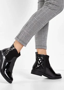 bonprix bonprix Botines con aspecto de charol Negro