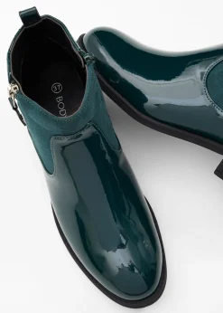 bonprix bonprix Botines con aspecto de charol Verde oscuro Online