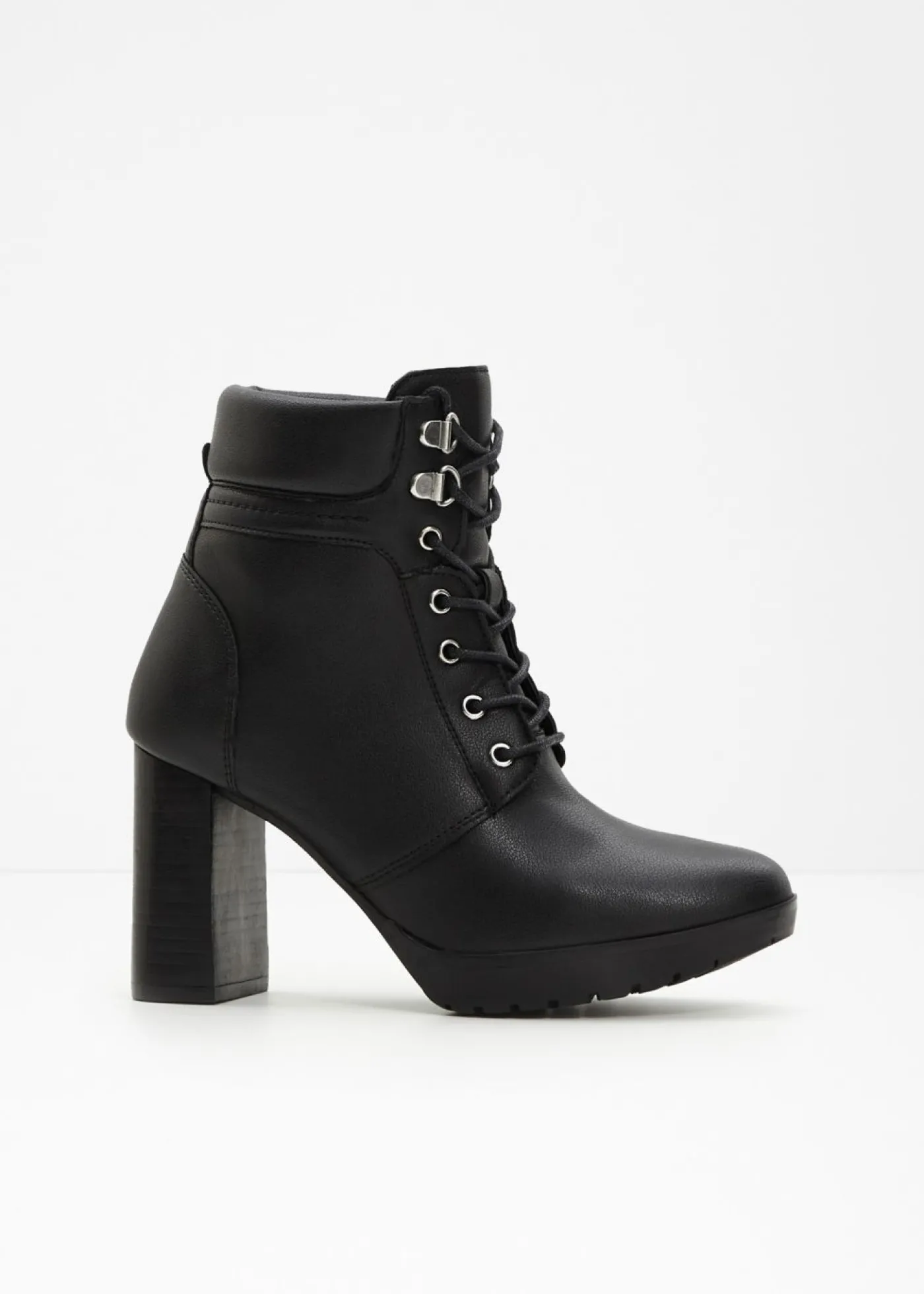 bonprix bonprix Botines con cordones y tacón alto Negro Discount