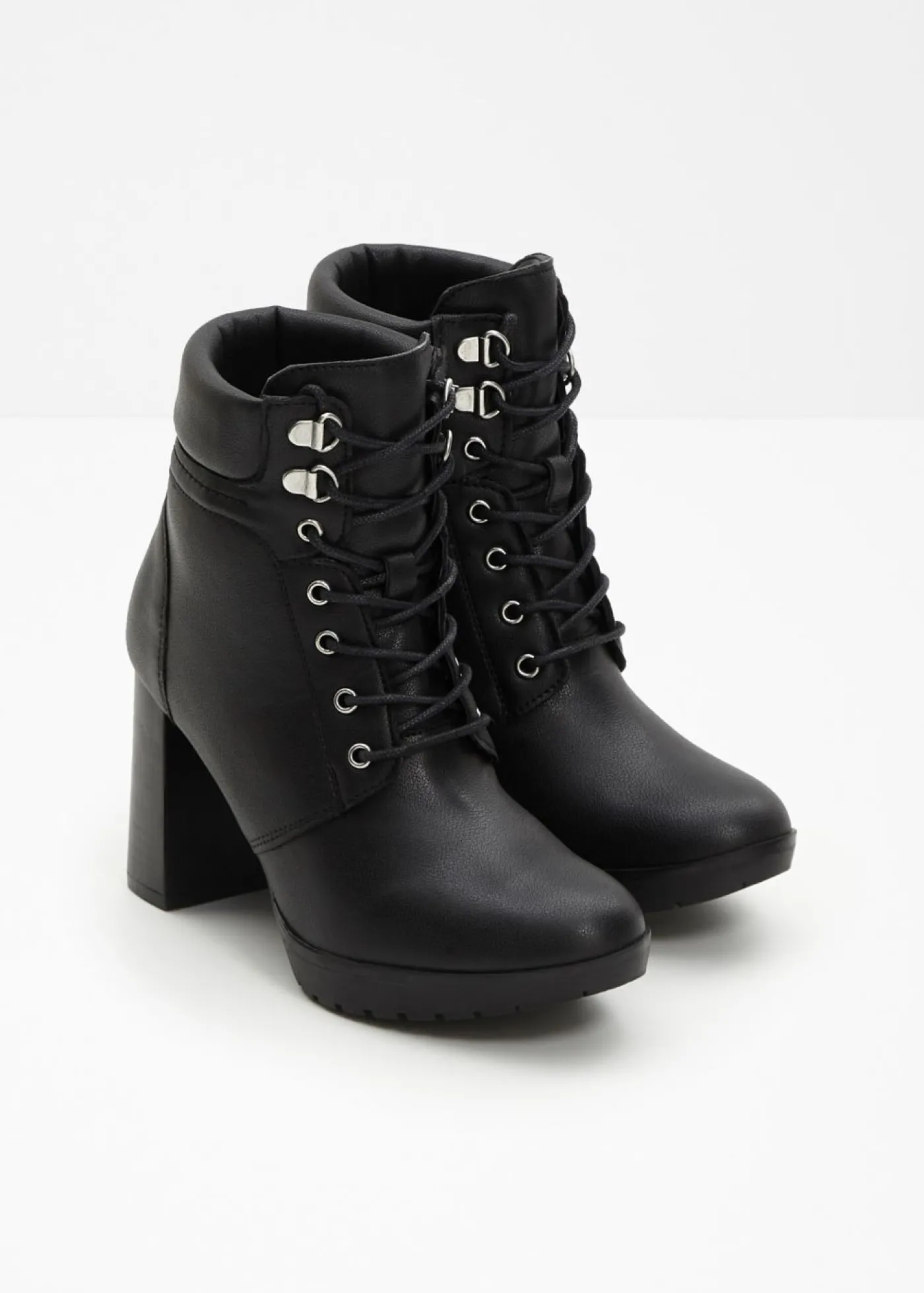 bonprix bonprix Botines con cordones y tacón alto Negro Discount