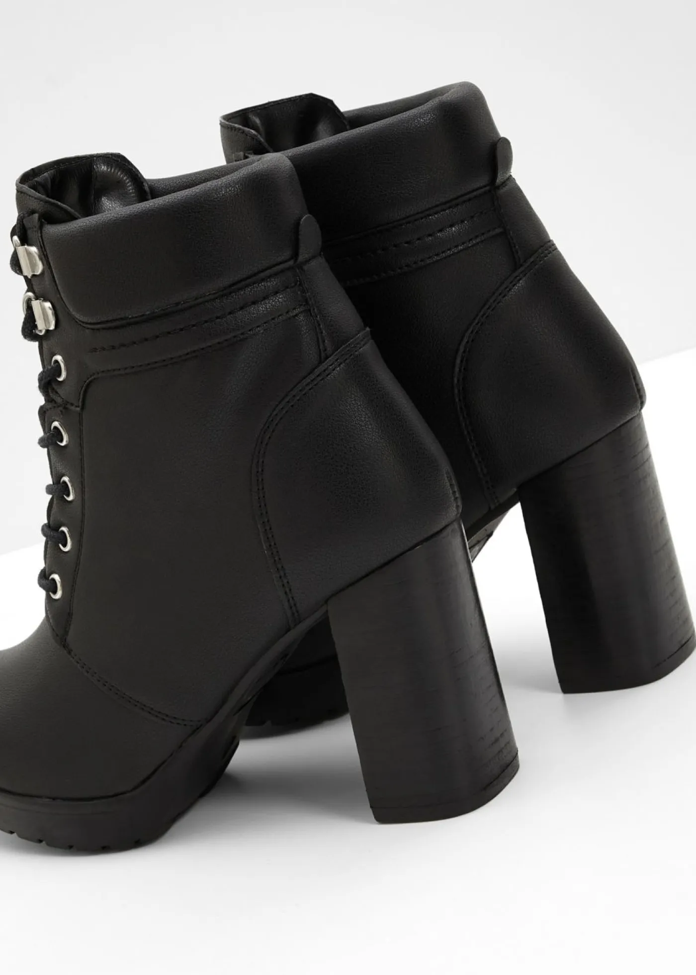 bonprix bonprix Botines con cordones y tacón alto Negro Discount