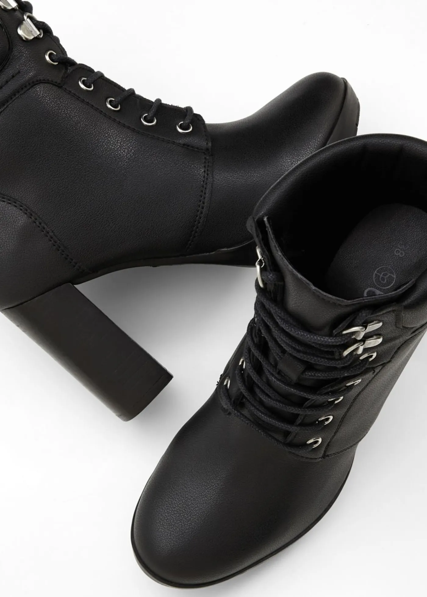 bonprix bonprix Botines con cordones y tacón alto Negro Discount