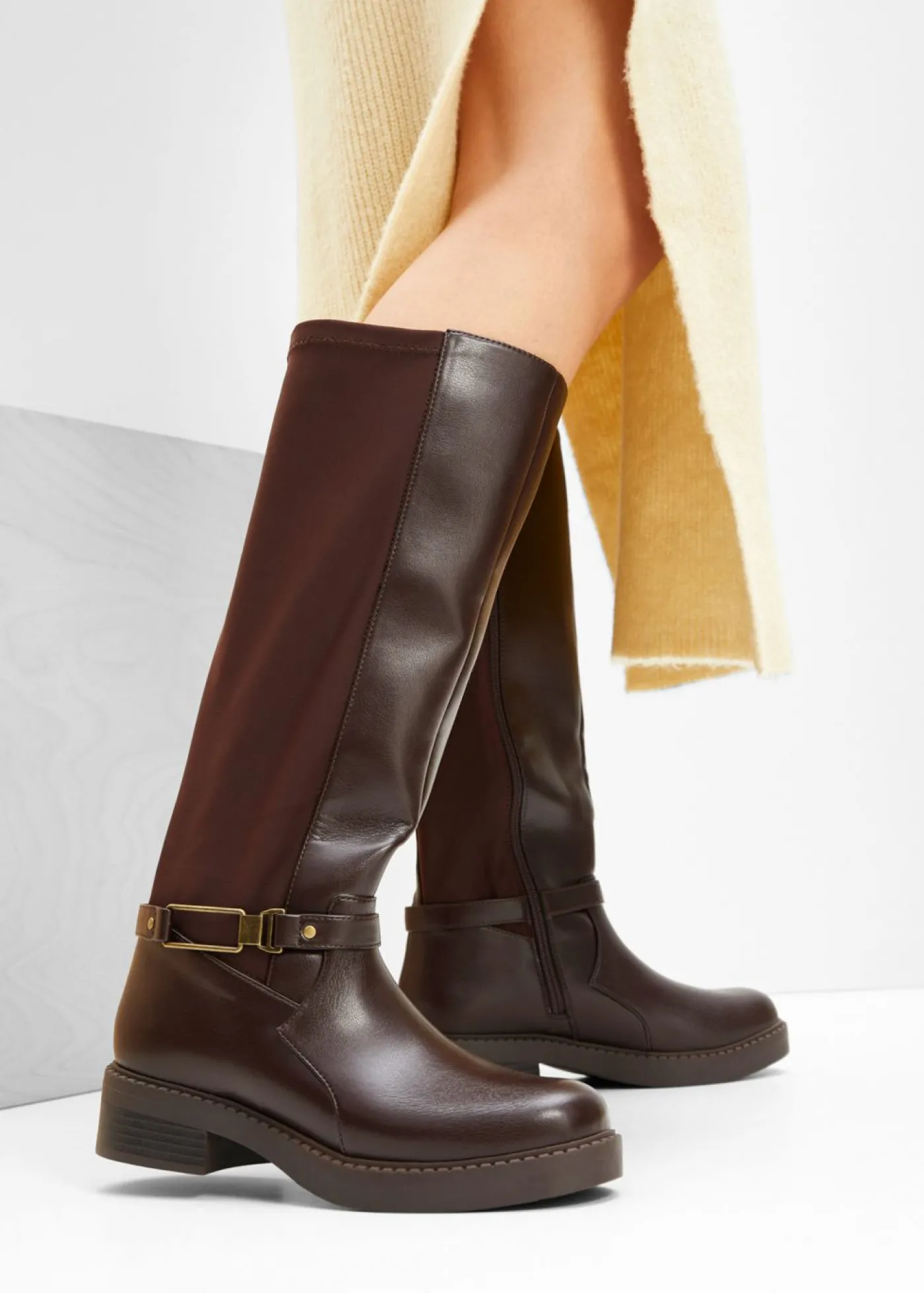 bonprix bonprix Botines de caña ancha Marrón oscuro Clearance