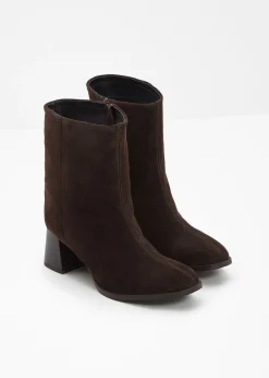 bonprix bonprix Botines de piel Marrón oscuro Online