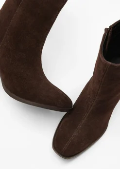bonprix bonprix Botines de piel Marrón oscuro Online
