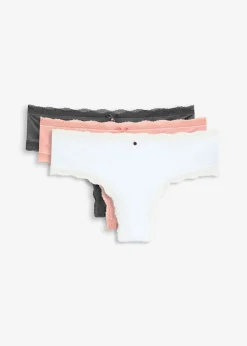bonprix bonprix Braga brasileña con efecto brillante (3 unidades) pizarra+rosa vintage+blanco Sale