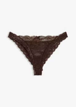 bonprix bonprix Braga brasileña con encaje delicado Marrón oscuro Outlet