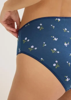 bonprix bonprix Braga con algodón cómodo (5 unidades) azul almirante-lavanda claro-verde lodo-blanco con flores Clearance