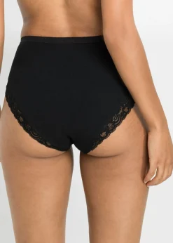 bonprix bonprix Braga con algodón orgánico y encaje (4 unidades) Negro Sale