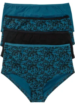 bonprix bonprix Braga con algodón orgánico (4 unidades) Negro/azul petróleo estampado Hot
