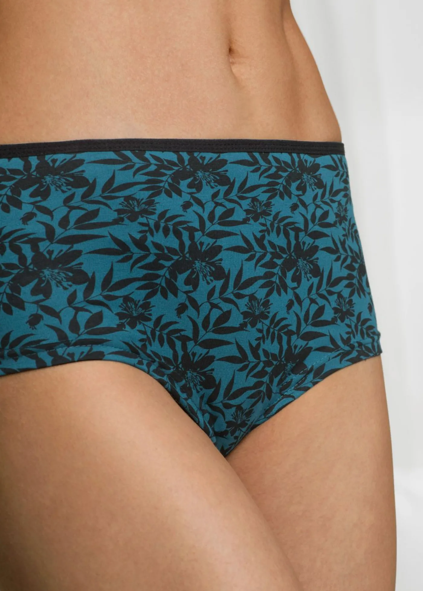bonprix bonprix Braga con algodón orgánico (4 unidades) Negro/azul petróleo estampado Hot
