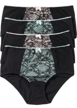 bonprix bonprix Braga con algodón orgánico (4 unidades) Negro Outlet