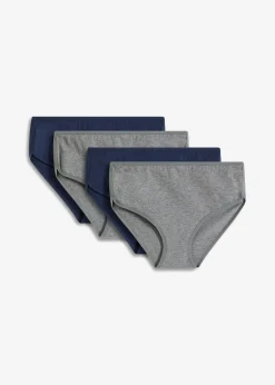 bonprix bonprix Braga con algodón orgánico (4 unidades) azul marino+gris jaspeado Discount