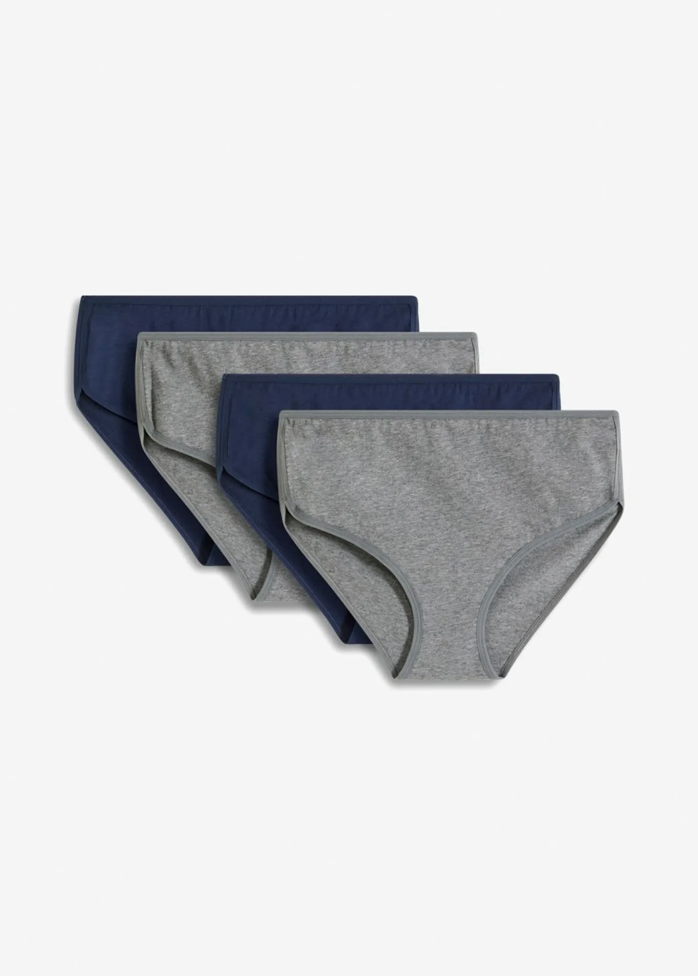 bonprix bonprix Braga con algodón orgánico (4 unidades) azul marino+gris jaspeado Discount