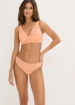 bonprix bonprix Braga con algodón orgánico suave y encaje papaya suave Online