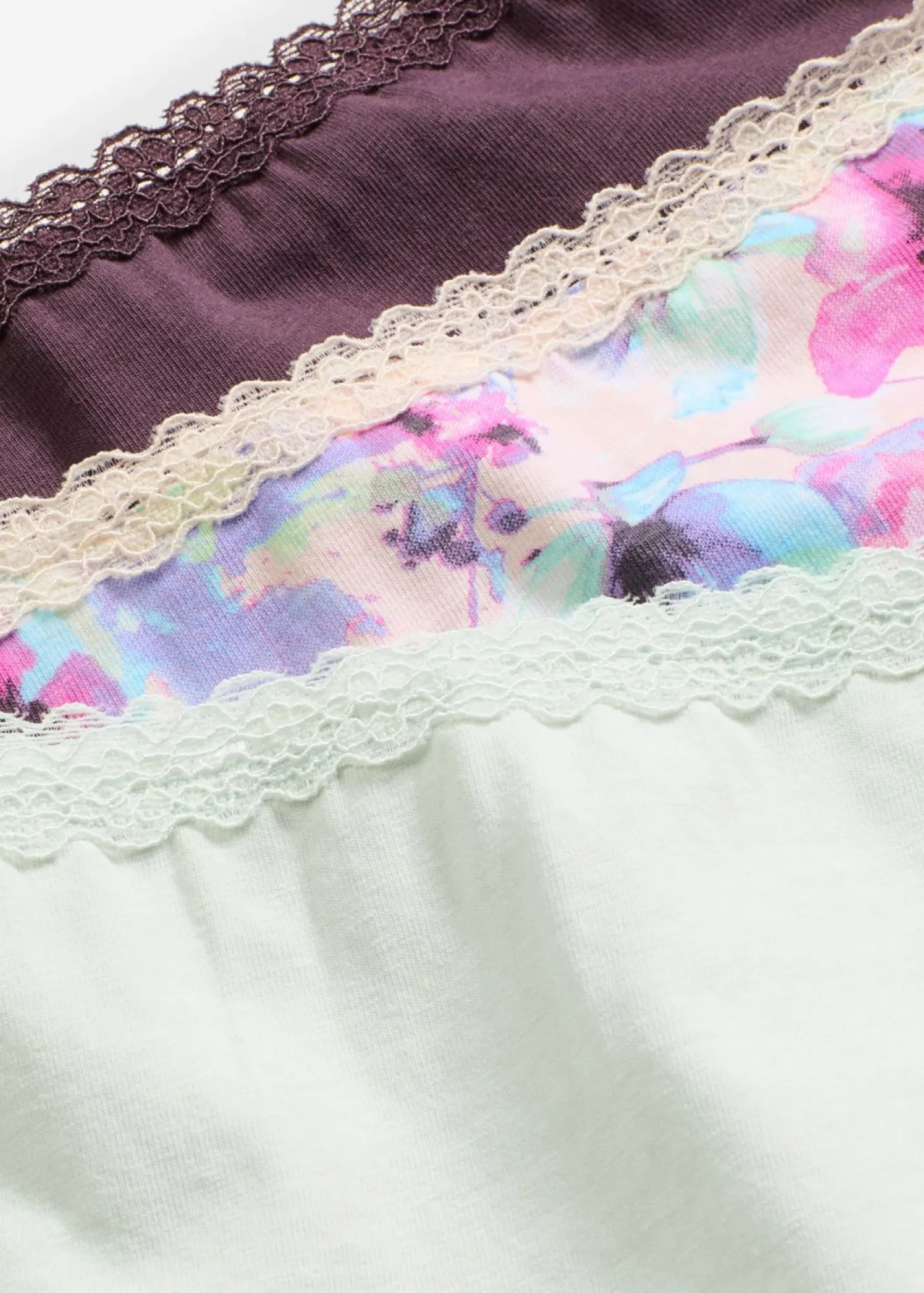bonprix bonprix Braga con algodón orgánico (4 unidades) rosa pálido+mentol claro+baya con flores Best