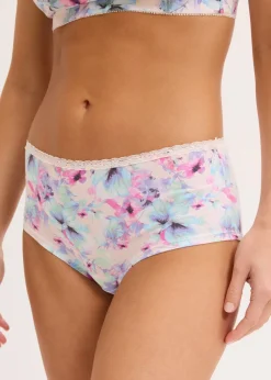 bonprix bonprix Braga con algodón orgánico (4 unidades) rosa pálido+mentol claro+baya con flores Best