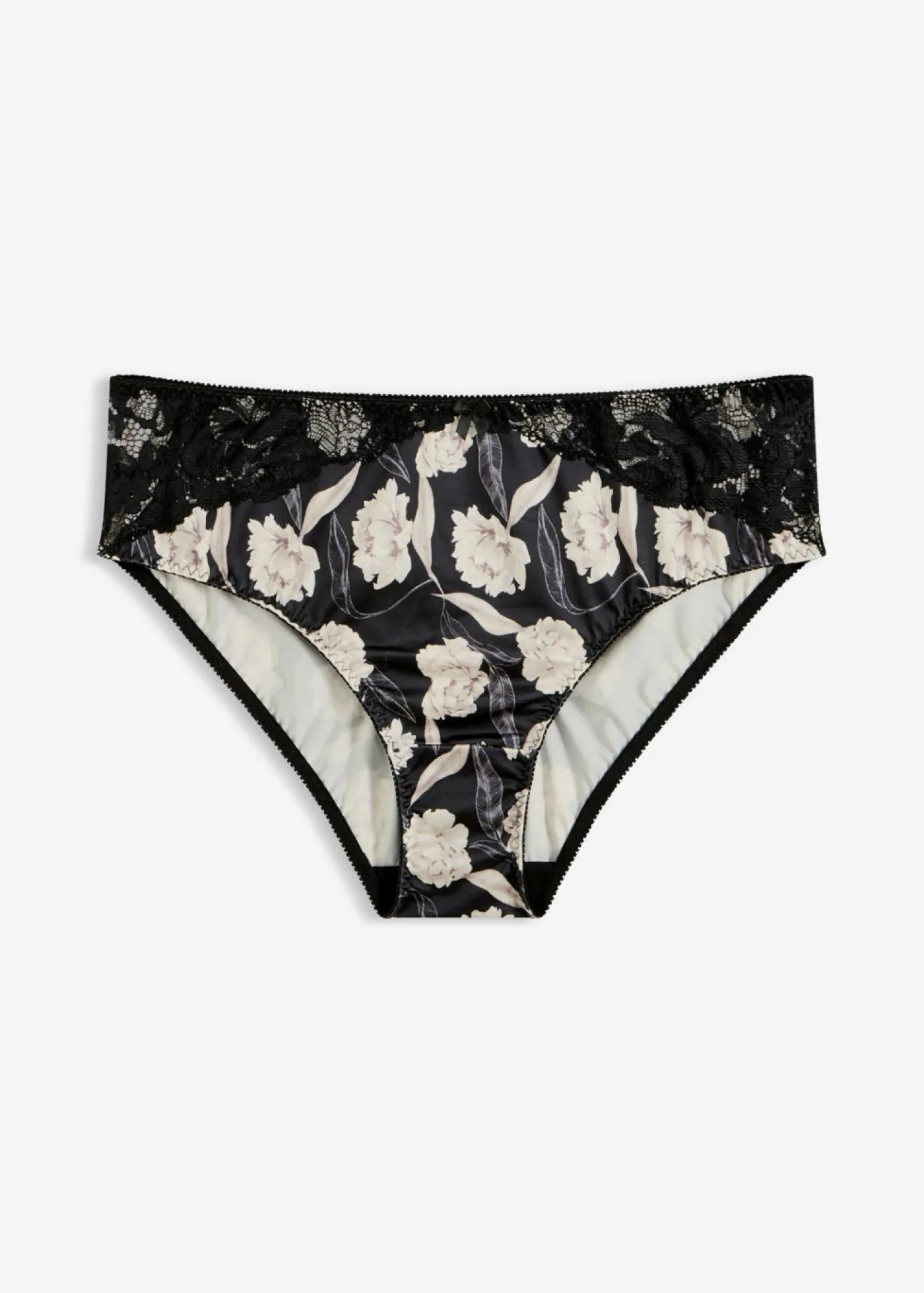 bonprix bonprix Braga con efecto brillante y detalles de encaje Negro con flores Online