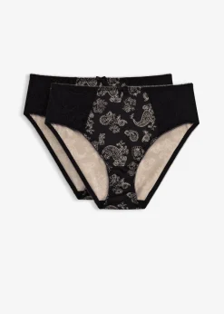 bonprix bonprix Braga con encaje delicado (2 unidades) Negro con patrón Paisley Hot