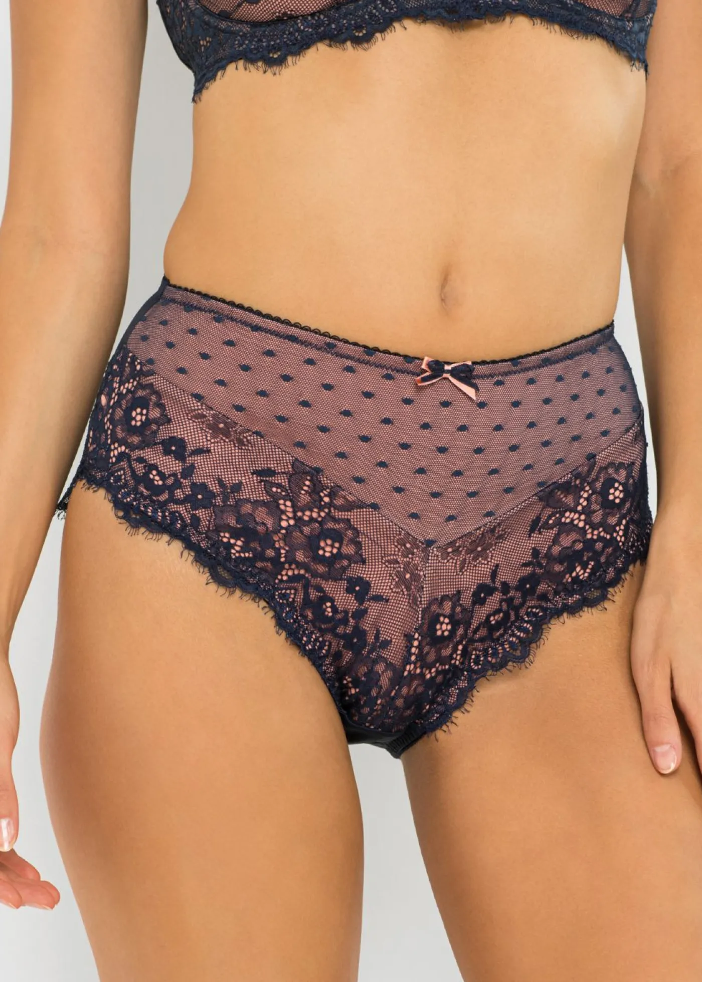 bonprix bonprix Braga con encaje delicado Azul marino + melocotón Clearance
