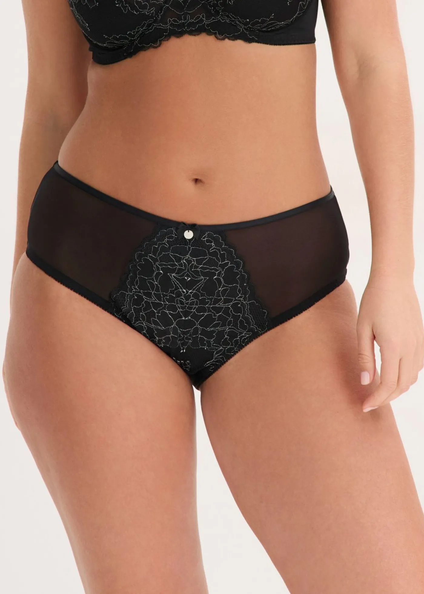 bonprix bonprix Braga con encaje delicado Negro-plata mate Online