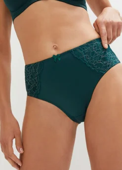 bonprix bonprix Braga con encaje delicado (2 unidades) Verde intenso+piedra Outlet