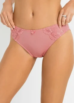 bonprix bonprix Braga con encaje delicado (2 unidades) Rojo ruibarbo/coral claro New