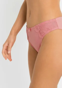 bonprix bonprix Braga con encaje delicado (2 unidades) Rojo ruibarbo/coral claro New